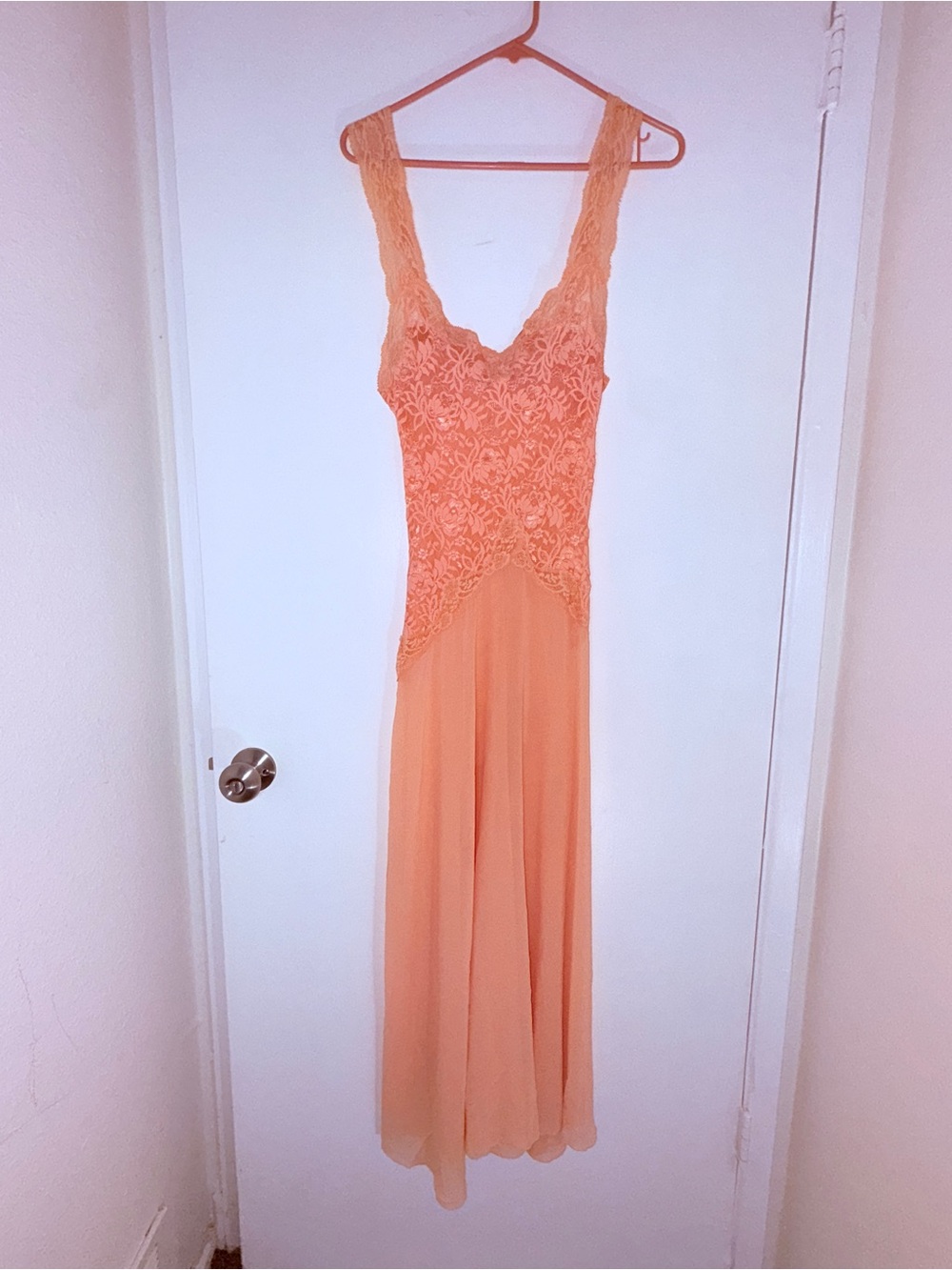 Victoria's Secret vintage Peach Lace Bodice Maxi Dress